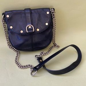 Vintage black/silver Rebecca Minkoff pebbled leather small crossbody bag